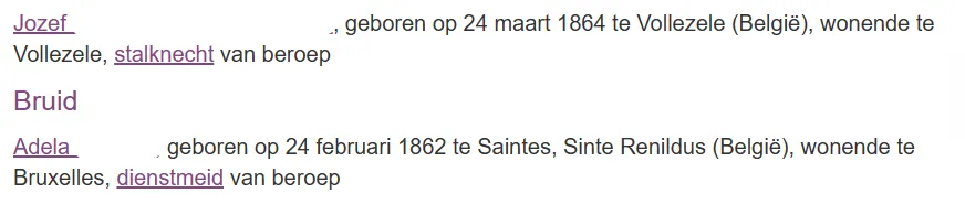 Historische huwelijksakte met de beroepen stalknecht en dienstmeid