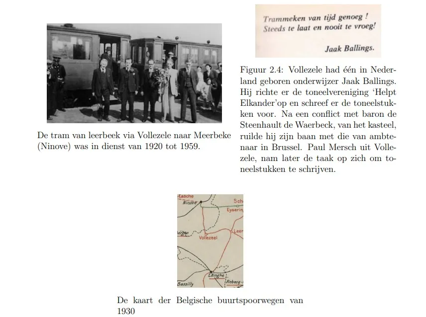 Boekpagina over de tram van Leerbeek via Vollezele naar Meerbeke